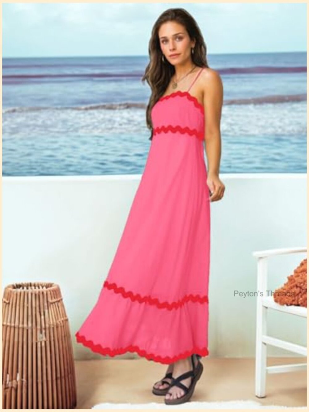 Sleeveless Spaghetti Strap Flowy Maxi Dress with Adjustable Straps - Picture 5 of 5